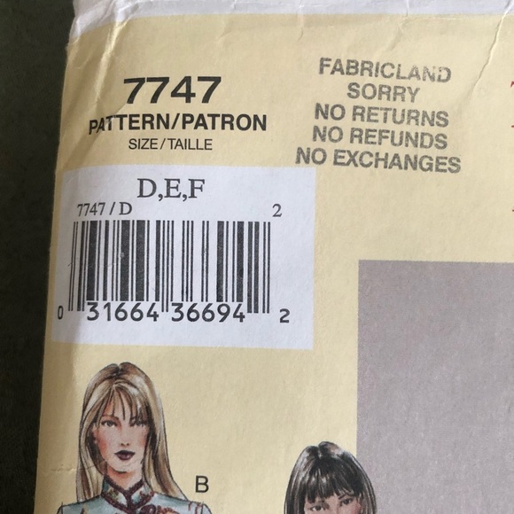 7747 VOGUE BETZINA MANDARIN TUNIC, DRESS, CROP PANTS PATTERN - sizes - D-E-F - Picture 2 of 7